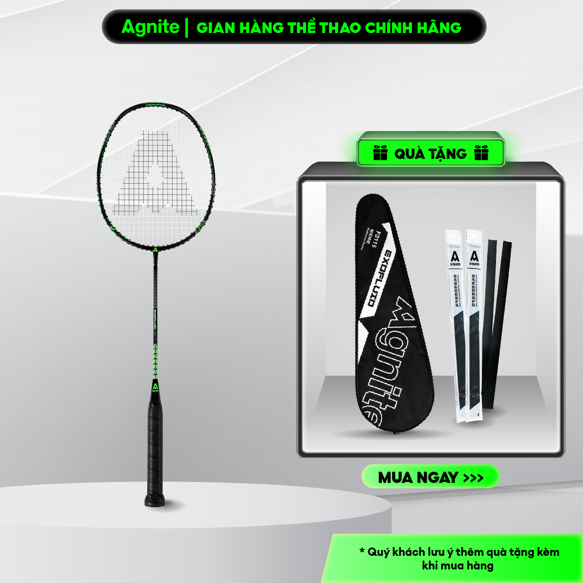 Vợt Cầu Lông Siêu Nhẹ Khung Carbon Cao Cấp Agnite - Kèm Bao Đựng Cao Cấp - 1 Chiếc - Hàng Chính Hãng - F2115 - F2115