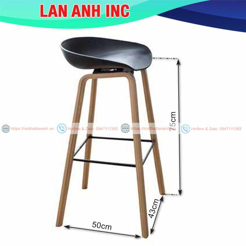 Ghế quầy bar HAY mặt nhựa chân sắt giả vân gỗ sơn tĩnh điện bền đẹp LA-GB08