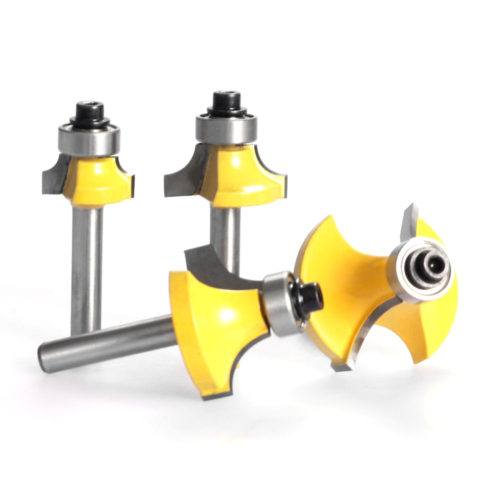 4Pcs Woodworking Round Over Edging Router Bit Set 8mm 1/2'' and 1/4'' Shank Optional