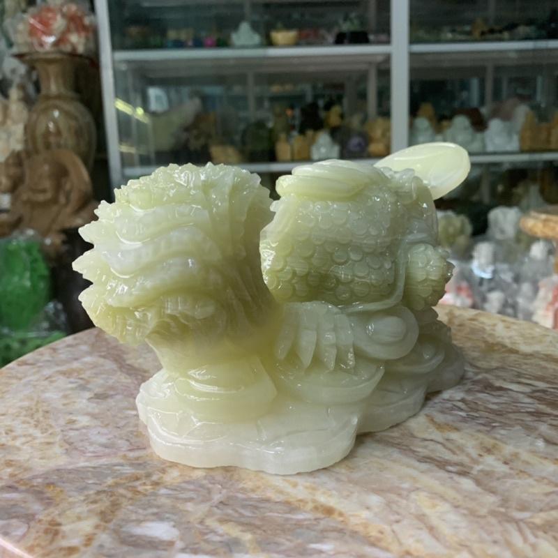 Cụ Thiềm Thừ, Cóc 3 Chân, Cóc Ngậm Tiền Cõng Bắp Cải Đá Ngọc Onix - ngang 23cm