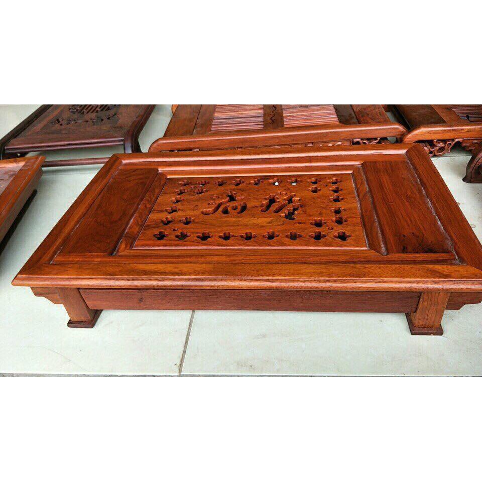 Khay trà triện phẳng gỗ hương đỏ kích thước 30 x50 cm