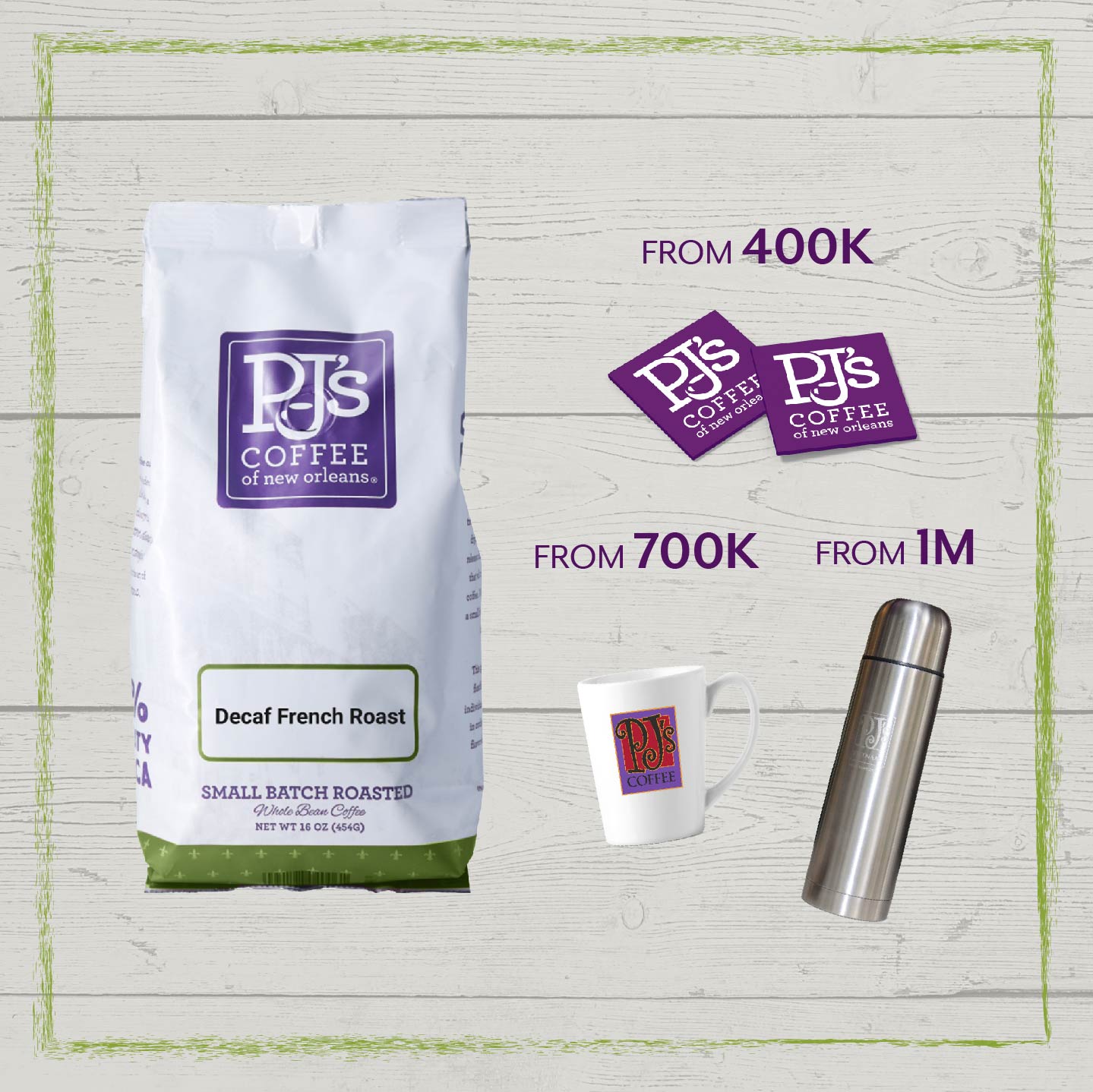 Decaf French Roast - PJ's Coffee  Cà phê hạt (Không có caffeine)