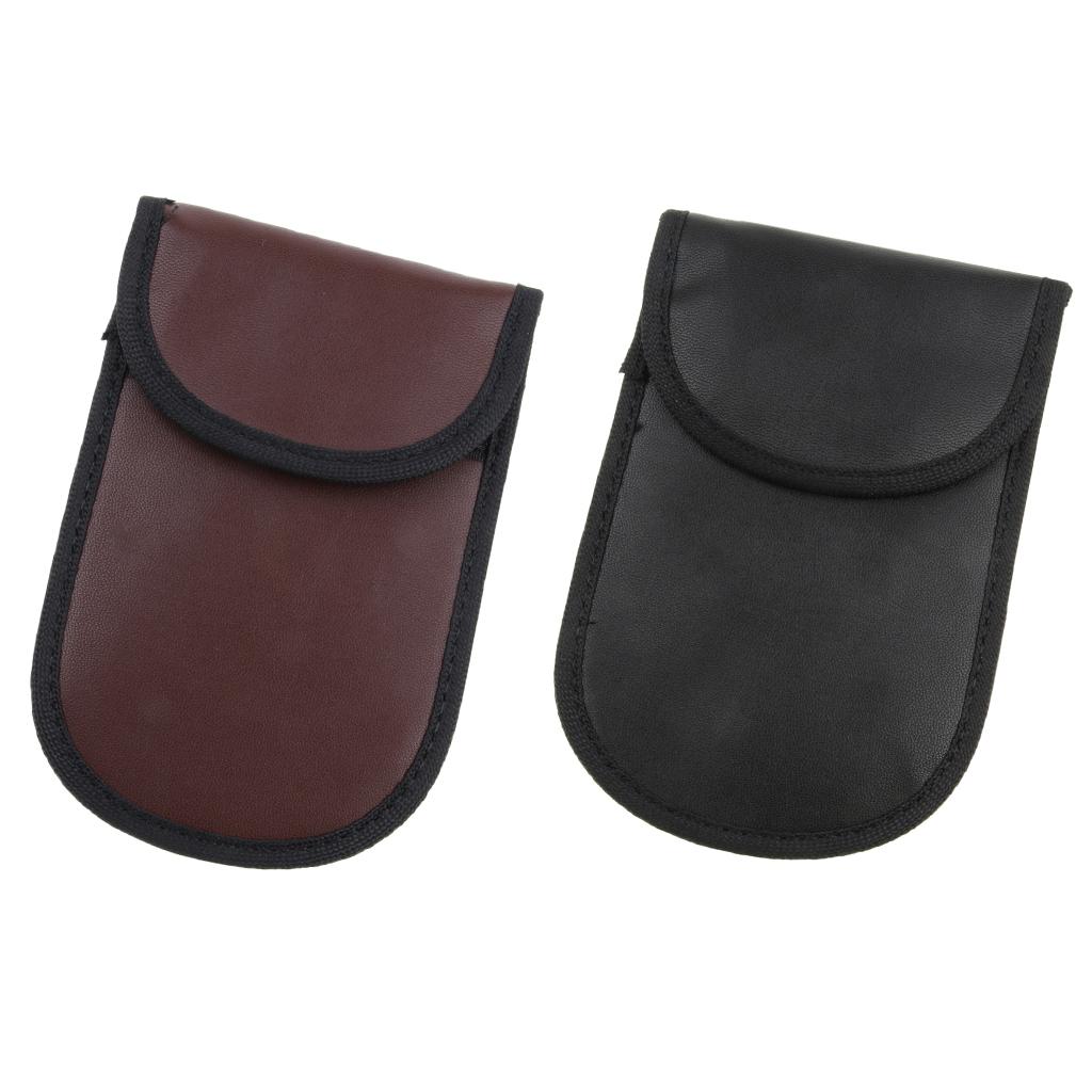 Signal Shielding Blocker Leather Bag Key Fob RFID Blocking Pouch Security Wallet