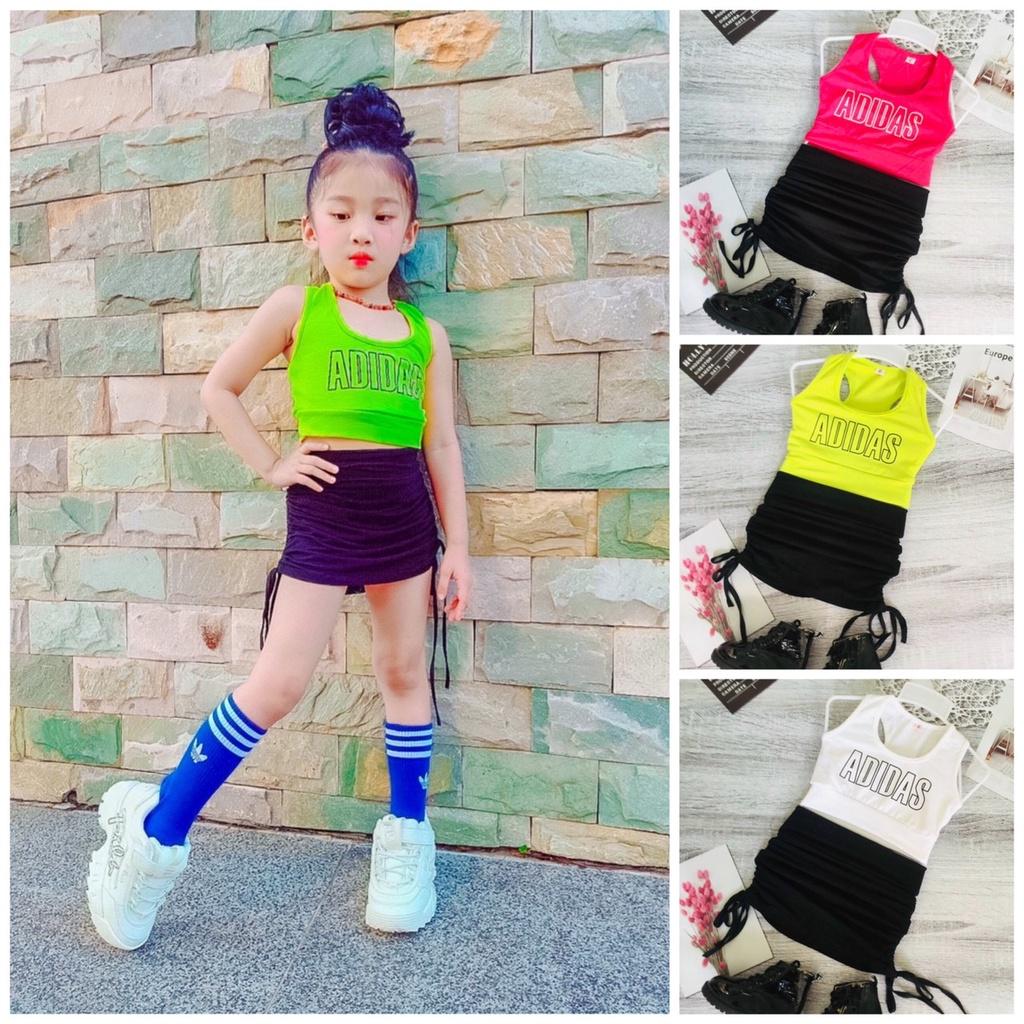 Chân Váy Rút Phối Áo Croptop Siêu Dễ Thương Cho Bé Gái Đủ Size Cho Bé Từ 1 Tuổi Đến 8 Tuổi Nhã Uyên Kid BK017