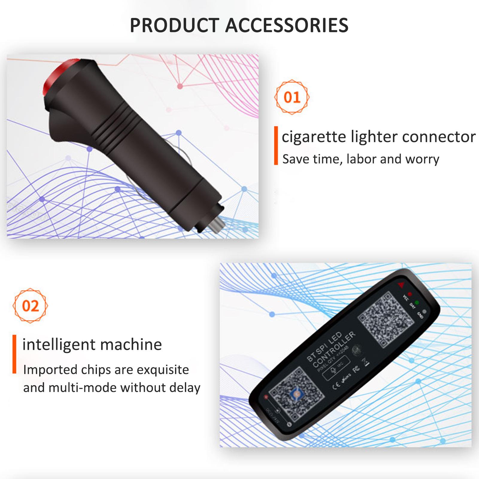 Interior Car Led Lights APP Control with Remote Music Sync Color Change RGB Rear window Car Lighting with Car Charger