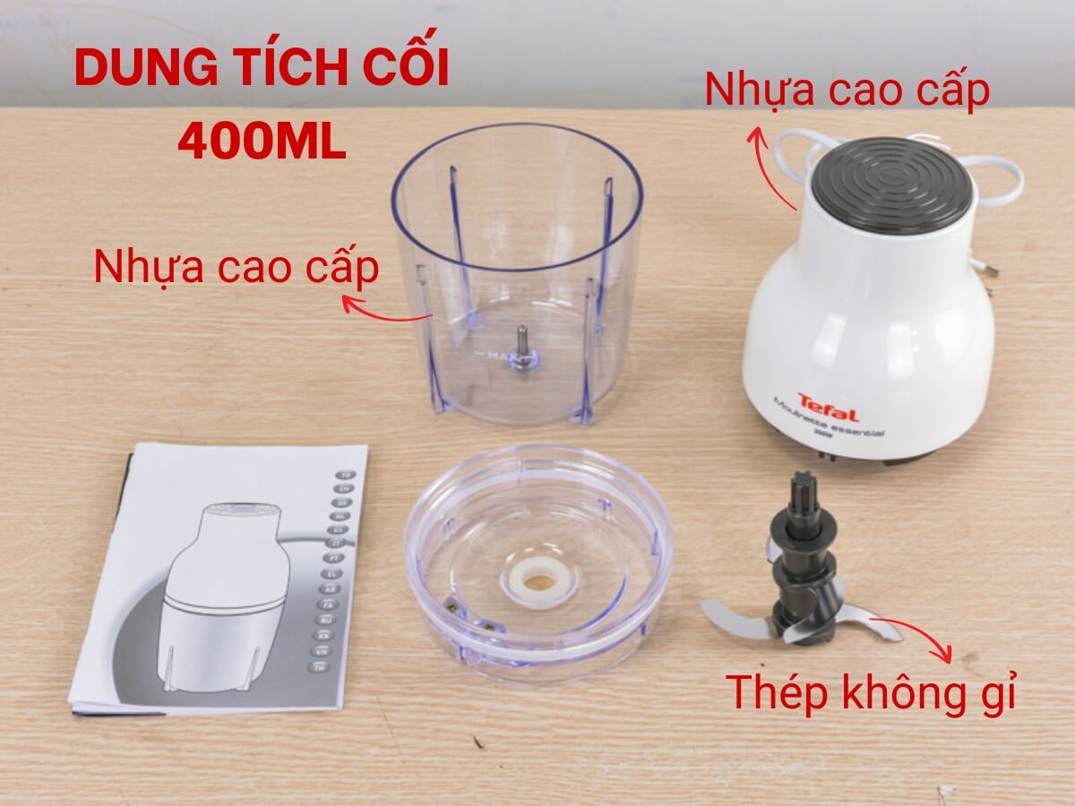 Máy Xay Thực Phẩm Tefal MB520138 0.4L, công suất 300W - Bảo hành chính hãng 2 năm, hàng nhập khẩu