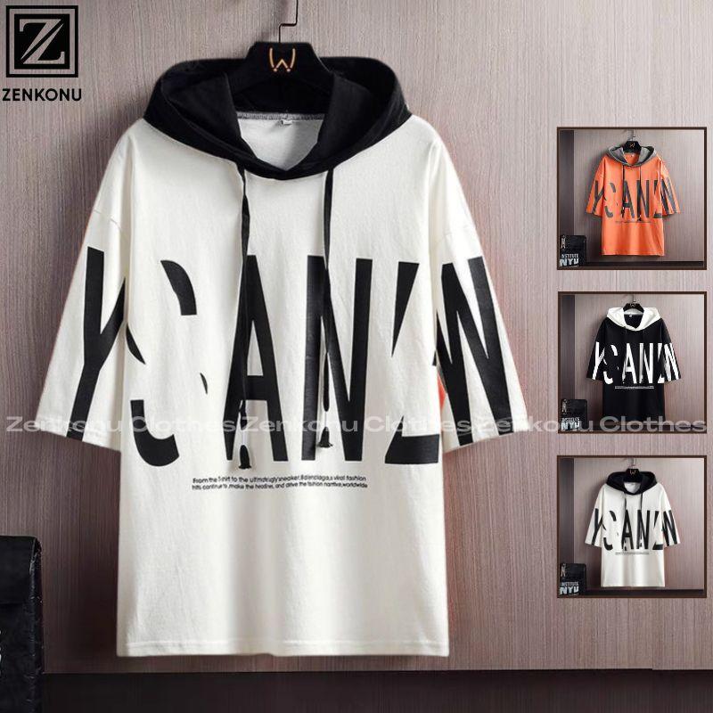 Áo Hoodie Nam Thun Cotton Mùa Hè Tay Lỡ In Chữ  Dáng Rộng Phong Cách Hàn Quốc Thời Trang Zenkonu TOP NAM 259V2