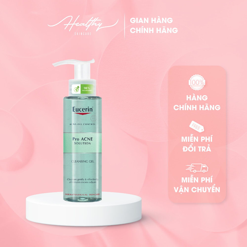 COMBO TẨY TRANG SẠCH SÂU VÀ GIẢM MỤN EUCERIN PRO ACNE MICELLAR WATER 200ML + EUCERIN PRO ACNE CLEANSING GEL 200ML