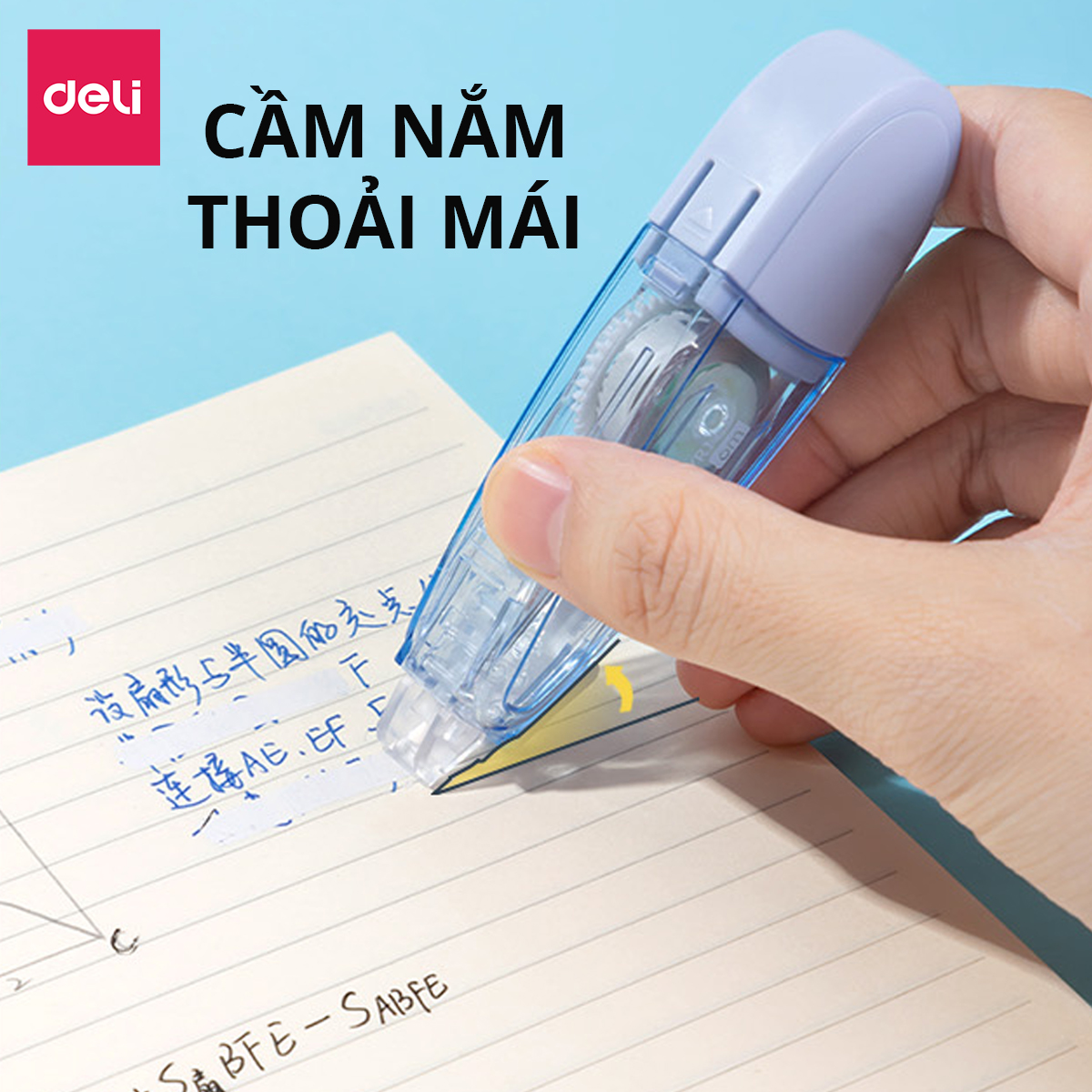 Bút xóa băng 6M cao cấp Deli - Xóa sạch phủ kín khô nhanh, có thể viết đè lên ngay - Băng kéo cho học sinh, văn phòng