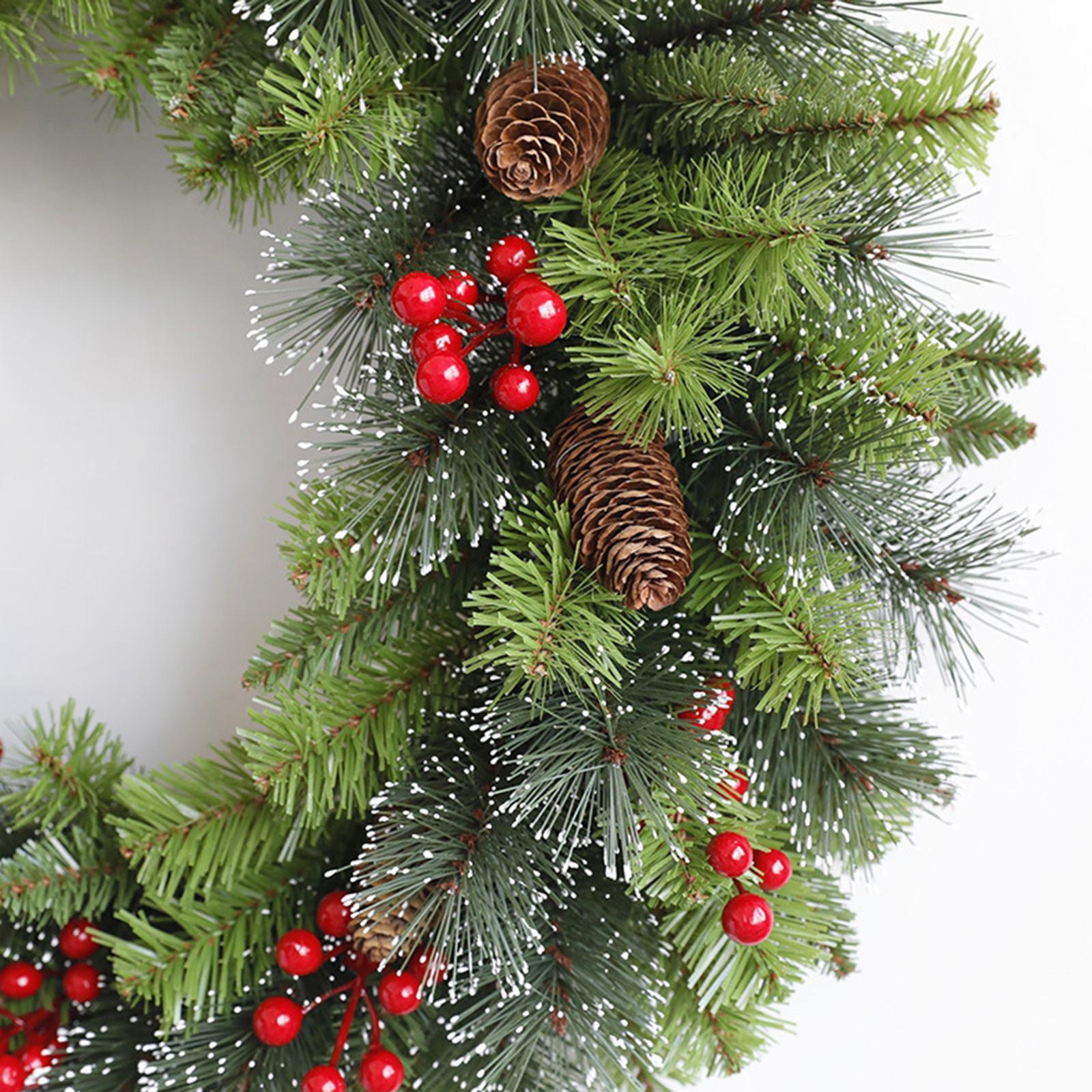 Artificial Wreath Christmas Ornament Wall Hanging for Door Window Party Xmas Decoration