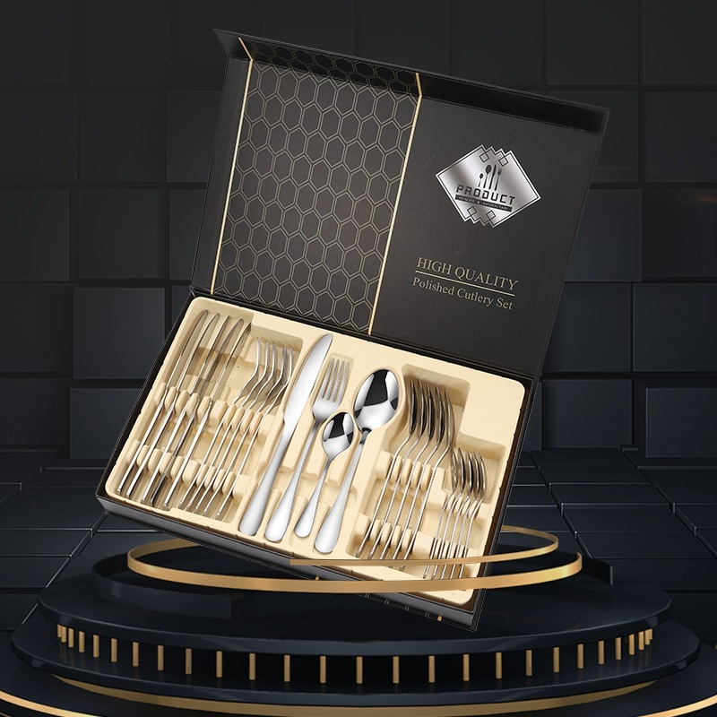 Bộ Dao Dĩa Thìa 24 Món - Bộ Dụng Cụ Ăn Bít Tết Sang Trọng Cao Cấp Kèm Hộp Đựng