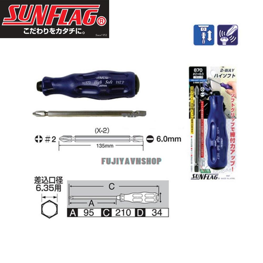 Tuốc nơ vít đổi đầu 1 đầu ba-ke 1 đầu dẹp Sunflag - 870