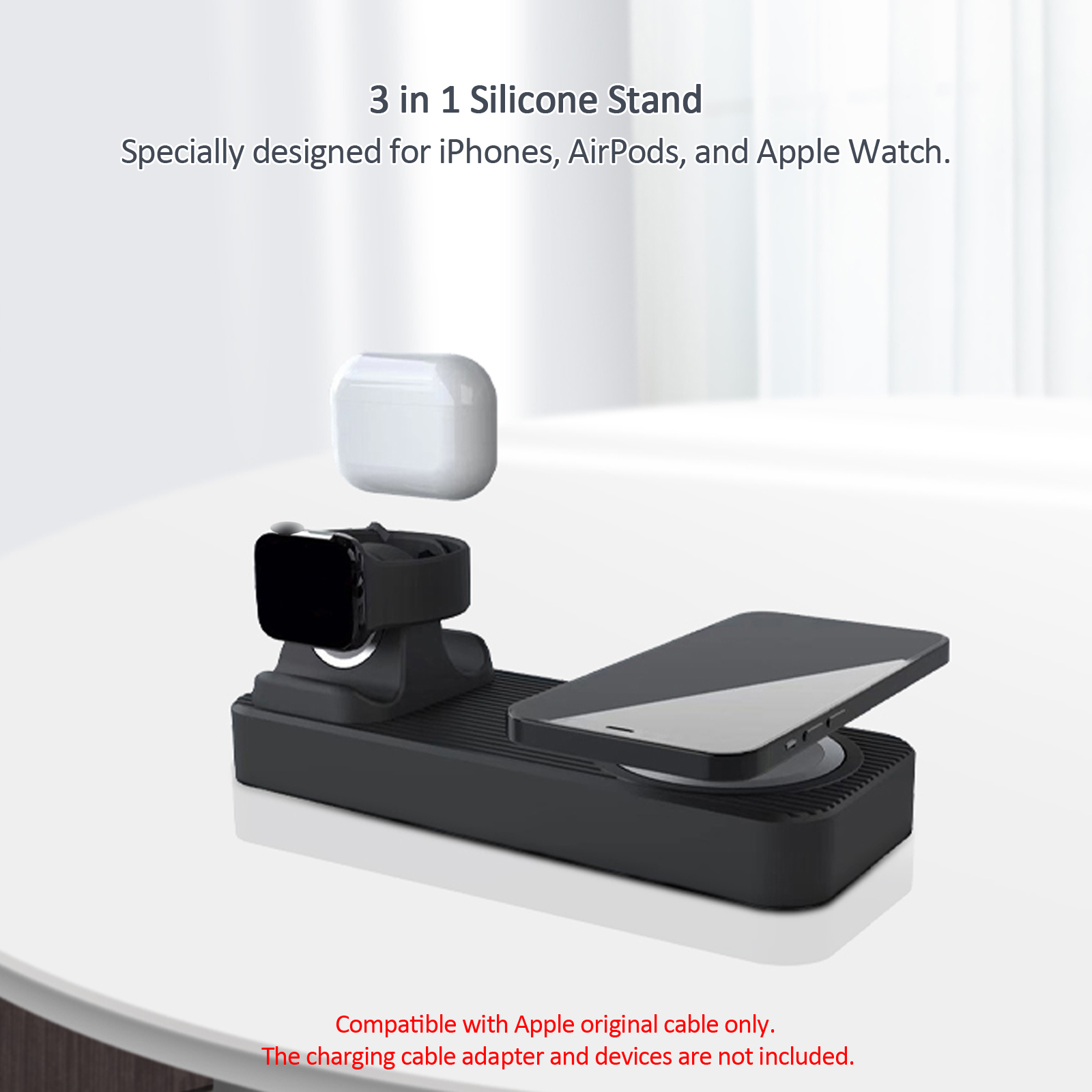 Đế Sạc Silicon 3 Trong 1 Cho Đồng Hồ Apple AIRpods Giá Đỡ IPhone Để Bàn