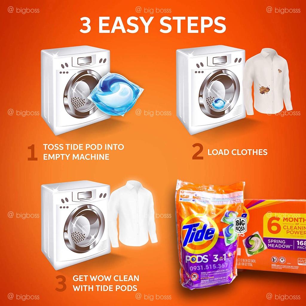 Viên Giặt TiddePods 3IN1. Sự Kết Hợp Của Nước Giặt - Chất Làm Sáng - Nước Xả Vải Ngát Hương. Lựa Chọn Tuyệt Vời Cho Bạn.