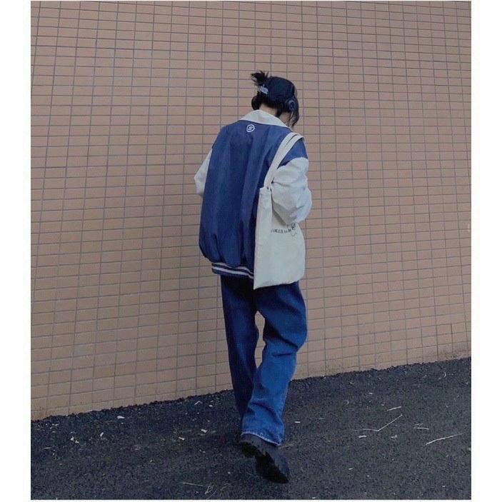 Áo khoác nữ bomber Unisex CỔ BẺ chất nhung tăm thêu chữ SYMPOLIC ,form rộng 2 lớp đẹp