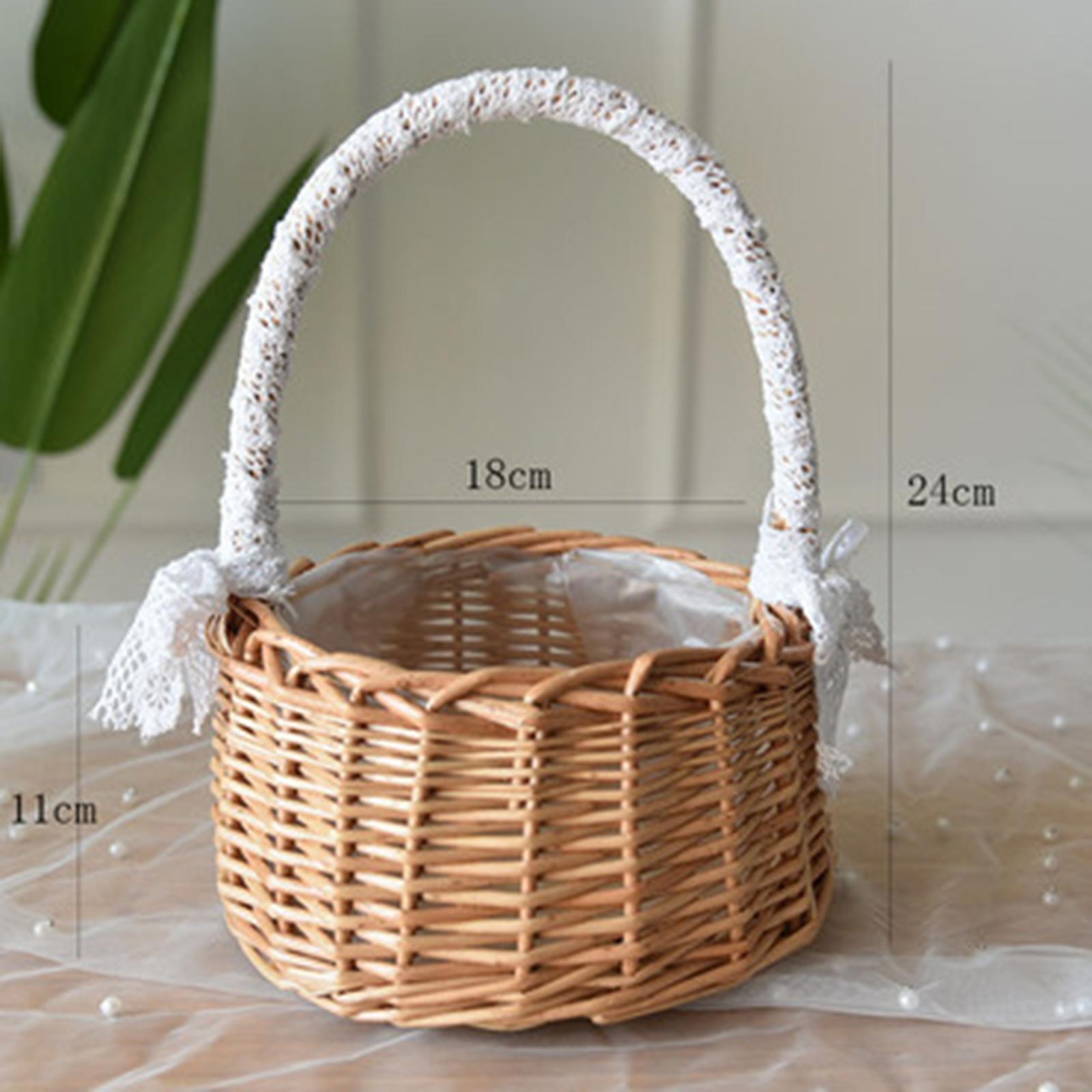 2x Rustic Handmade Rattan Storage Basket Wedding Flower Wicker Plant Holder L