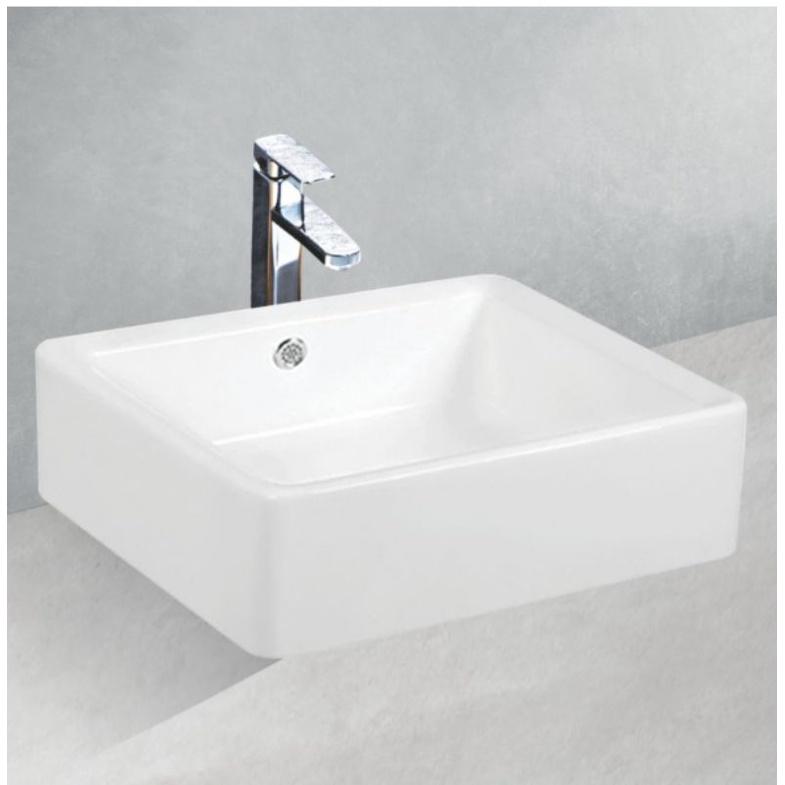 Lavabo đặt bàn vuông sứ nano tuyết KT 56*45*15