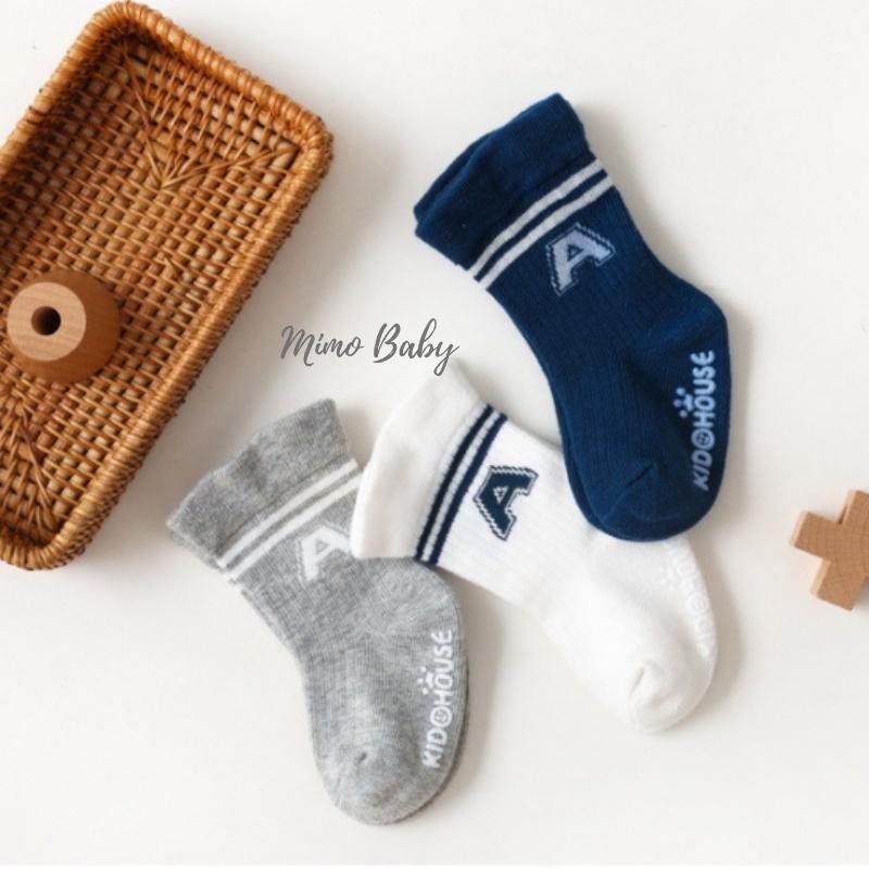 Set 3 đôi tất chống trượt chữ A phong cách thể thao Mimo Baby T23