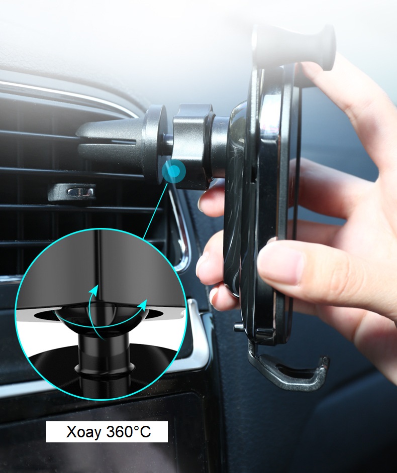 Giá kẹp điện thoại thông minh tiện dụng hình tam giác trên ô tô tích hợp sạc không dây cao cấp ( TẶNG KÈM QUẠT MINI CẮM CỔNG USB VỎ THÉP NGẪU NHIÊN )