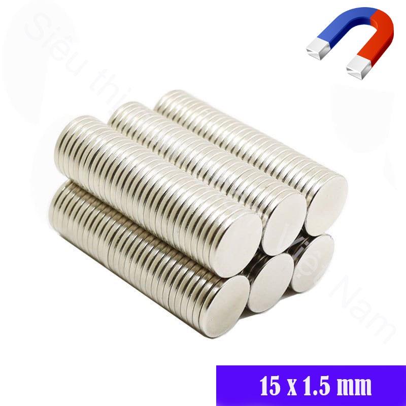 Nam Châm tròn 15x1, 15x1.5, 15x2 sét 10 viên đường kính 15mm mạnh