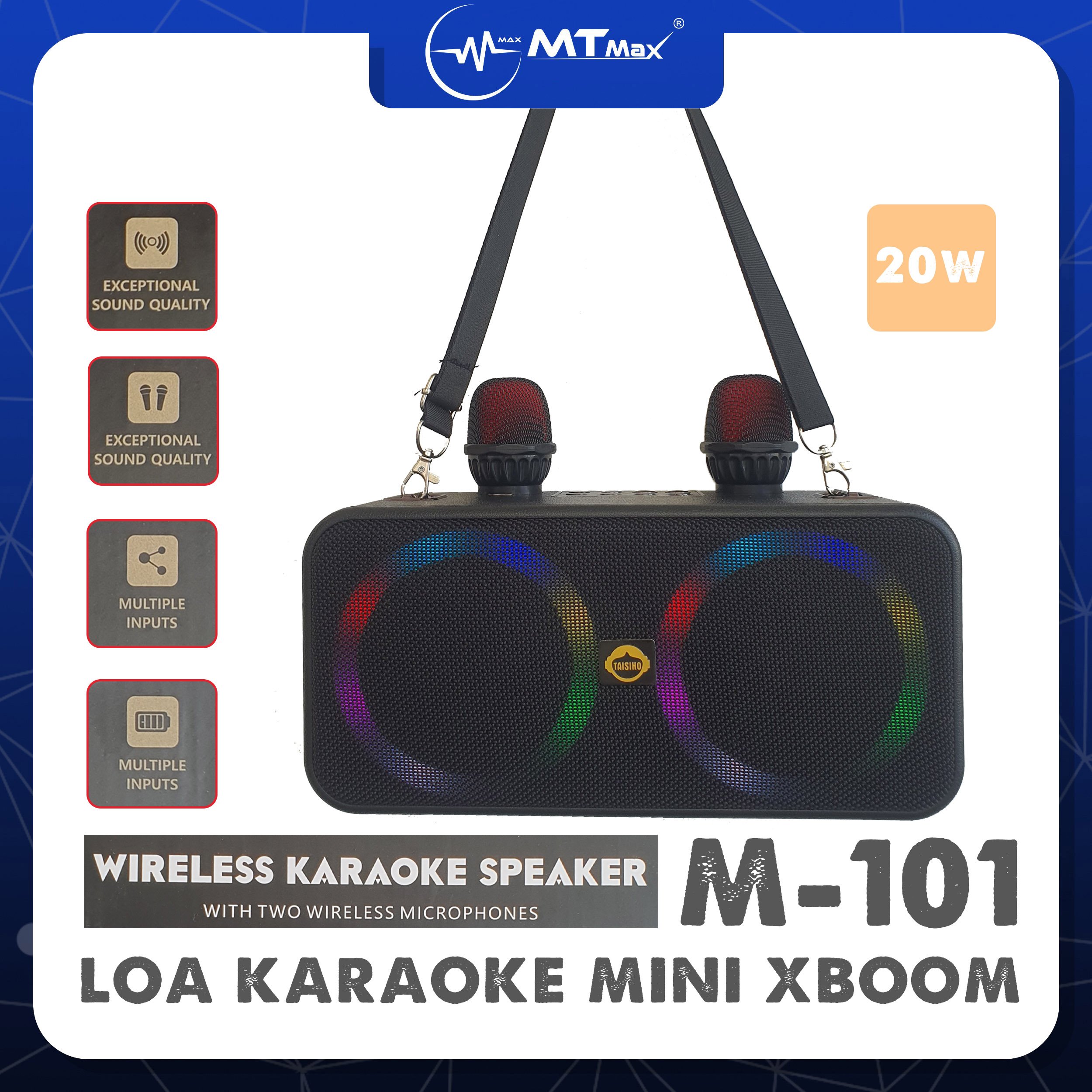 [Hàng mới-Hot ơi là Hot] Loa karaoke bluetooth M 101 - Loa xboom siêu bass mini - Phiên bản cao cấp - Thiết kế gọn nhẹ phù hợp di chuyển, du lịch, tiệc tùng - Âm thanh cực hay- Pin trâu thời gian sử dụng lâu