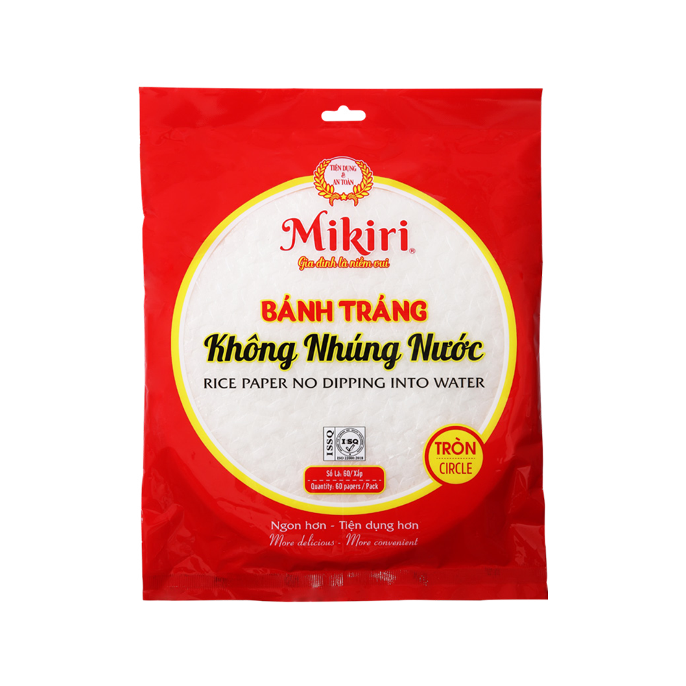 Bánh tráng tròn Mikiri không nhúng nước lớn 60 lá x 220gr Combo lựa chọn