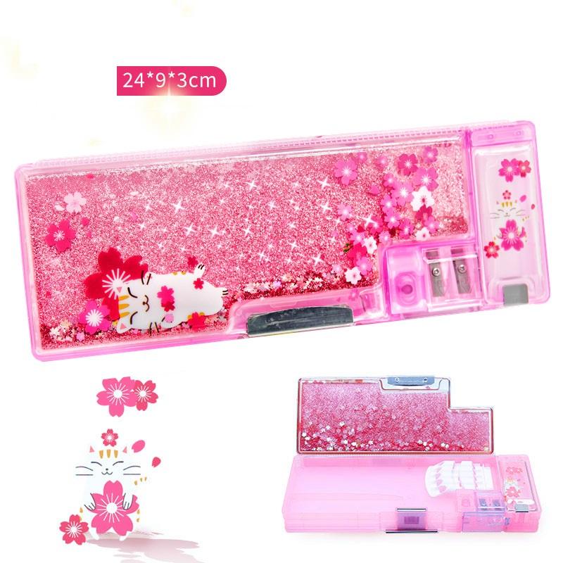 Hộp Bút Cute Đa Năng Nhiều Ngăn Mẫu Kim Tuyến BU02