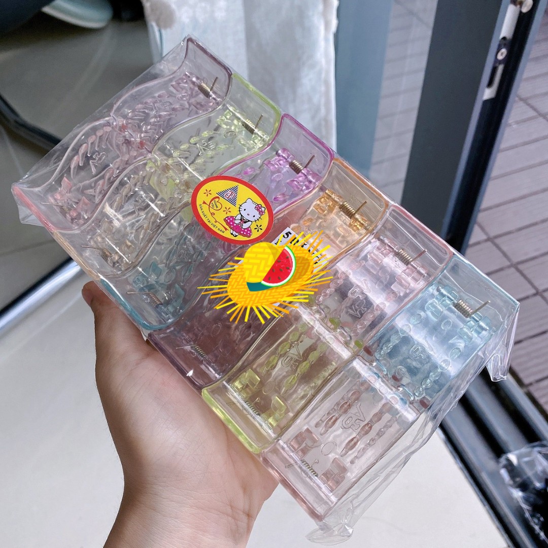Set 12 kẹp càng cua trong suốt - giao màu ngẫu nhiên