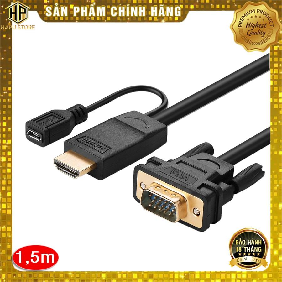 Cáp chuyển HDMI sang VGA Ugreen 30449 dài 1,5m hỗ trợ Full HD cao cấp - Hàng Chính Hãng