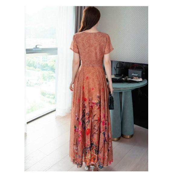 HÀNG NHẬP - ĐẦM MAXI VOAN HOA CỔ TIM
