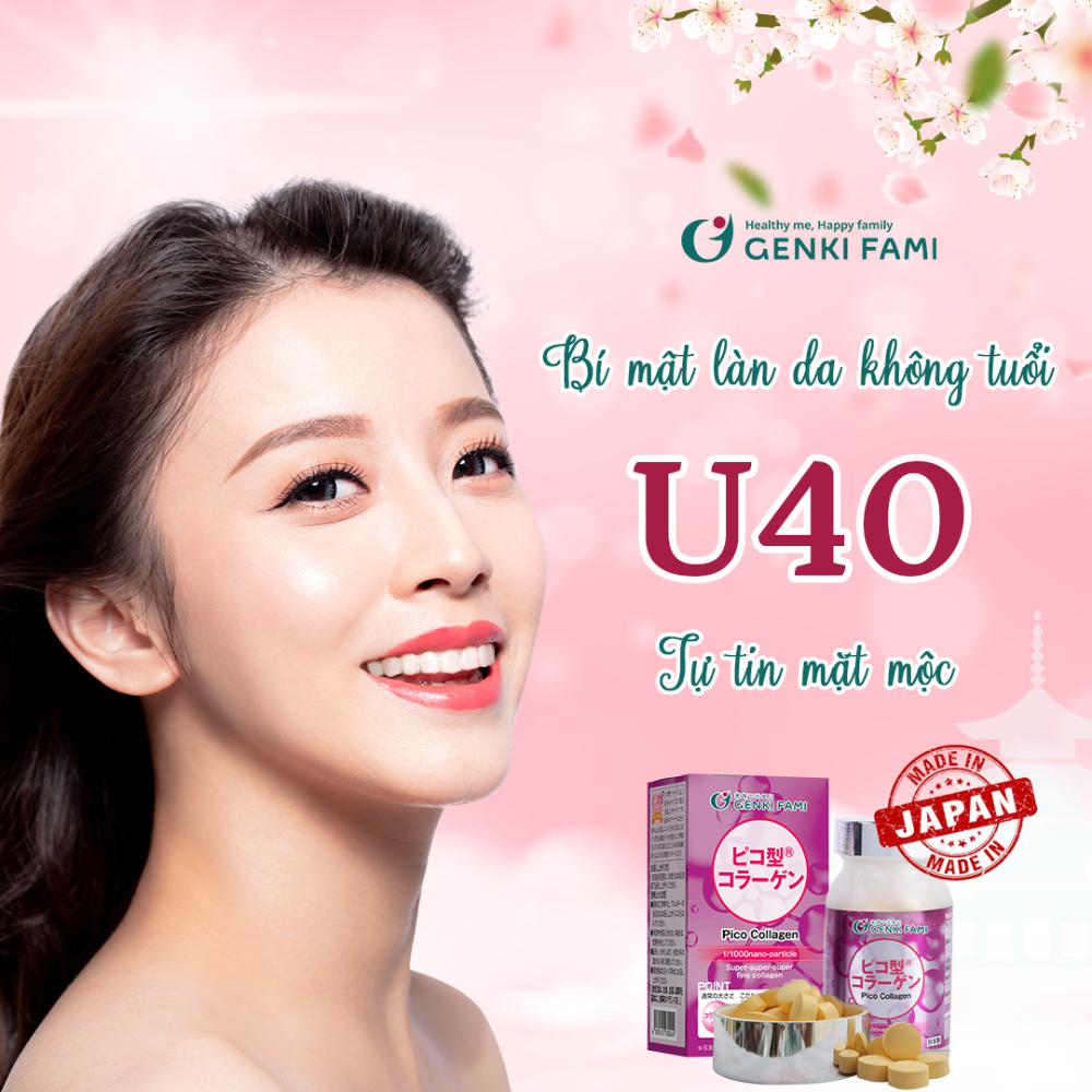 Viên Uống Hỗ Trợ Trẻ Hóa Da Pico Collagen Genki Fami, Hộp 180 viên