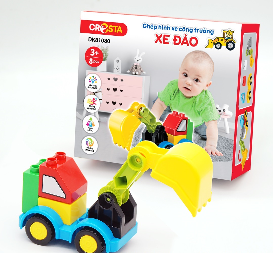 Đồ Chơi Xếp Hình Cho Bé 3 tuổi Xe Công Trường