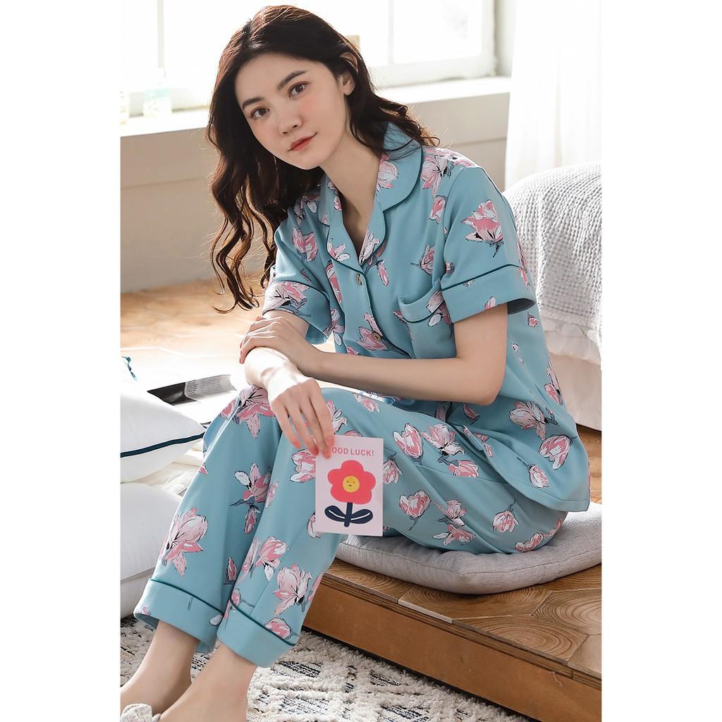 Bộ Pijama cộc tay nhẹ nhàng, sang trong, vải cotton 100% siêu thoáng mát, giặt máy thoải mái không bai, không xù lông