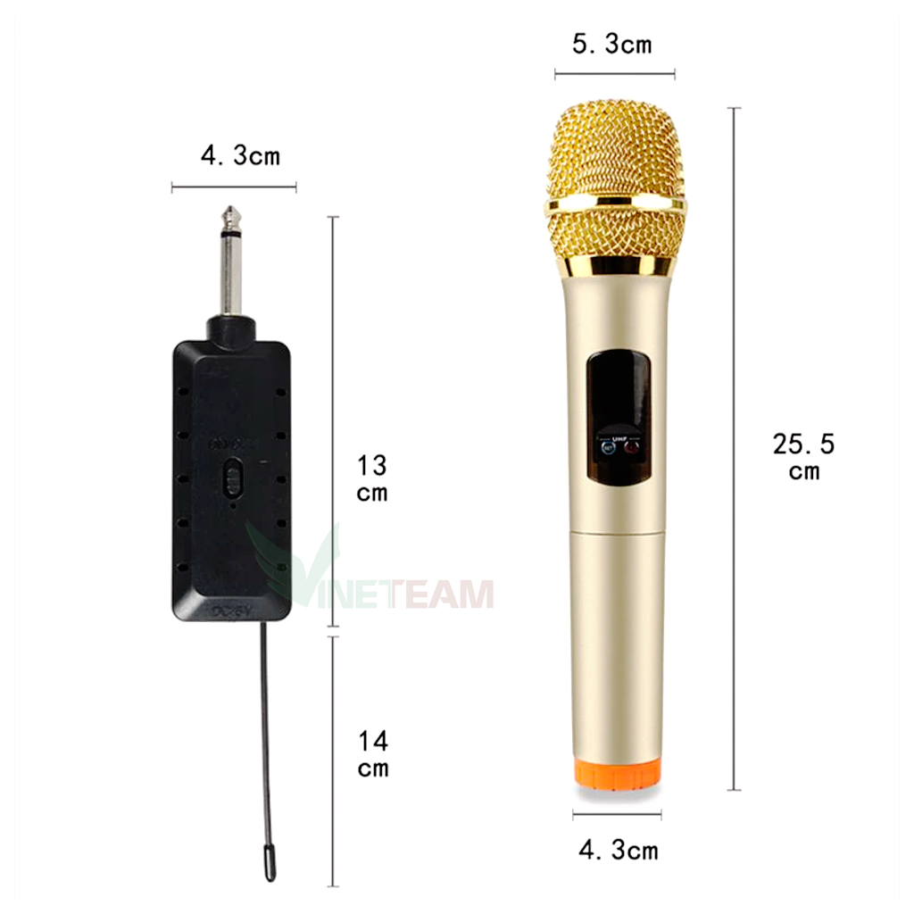 Bộ 2 Micro Không Dây J.I.Y E9 Sóng UHF Wireless Dành Cho Amly  Loa Kéo Loa Karaoke - Hỗ trợ Các Thiết Bị Có Jack Cắm 3.5mm Và 6.5mm - Hàng Nhập Khẩu