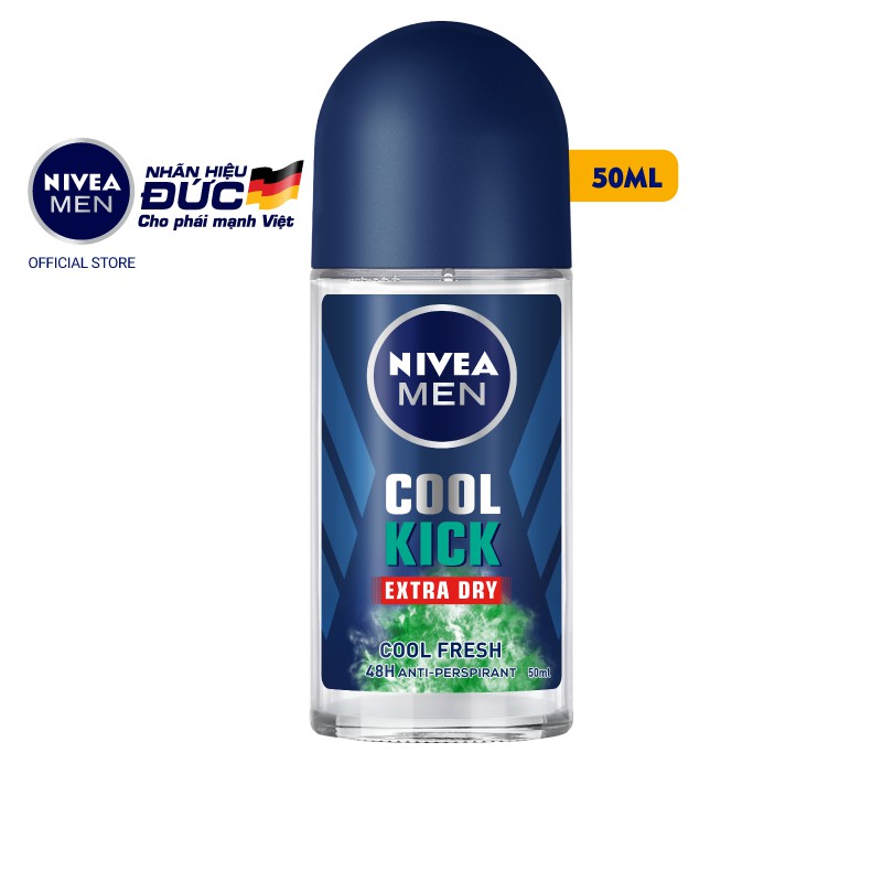 Lăn ngăn mùi NIVEA MEN Cool Kick Mát Lạnh - Siêu Khô Thoáng (50ml) - 83188