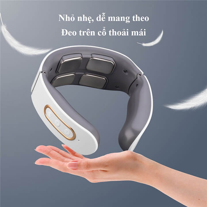 Máy massage cổ vai gáy 3D cao cấp ứng dụng xung điện matxa 6 chế độ, 9 mức cường độ, máy mát xa đốt sống cổ 4 đầu tiếp xúc