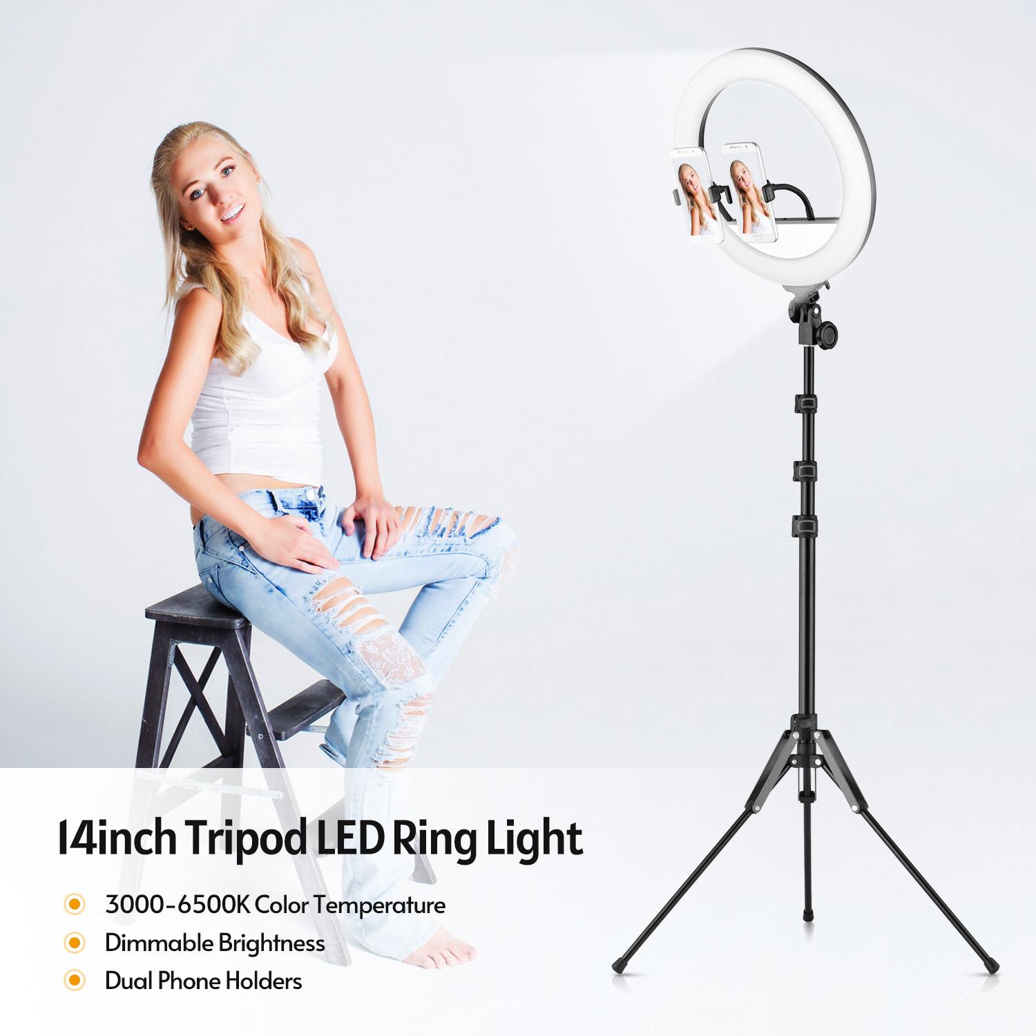 Đèn 14 inch / 36 cm Video LED Ring Light 13W 3000-6500K Có thể thay đổi độ sáng 10 cấp độ CRI90