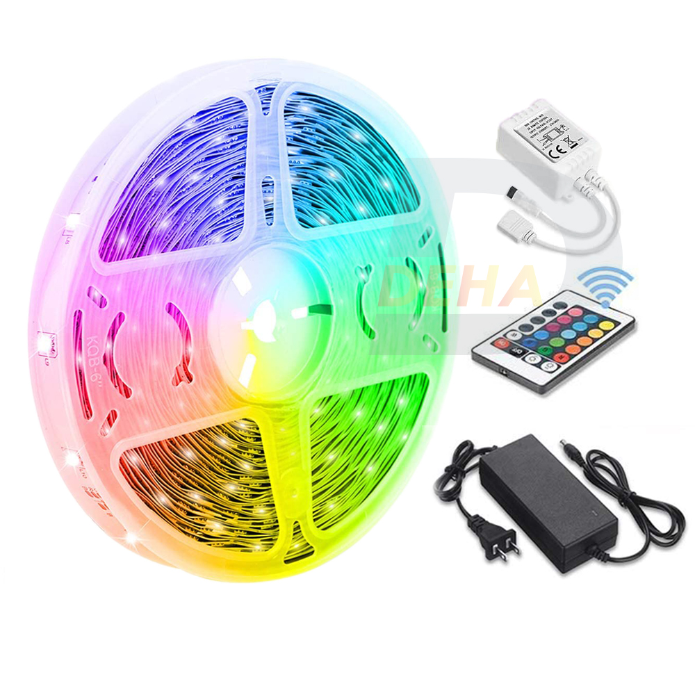 Bộ đèn Led dây dán RGB đổi màu điều khiển từ xa chọn màu đứng yên, nhấp nháy strip light trang trí quay Tiktok dán tường, bàn máy tính, chống nước bền đẹp