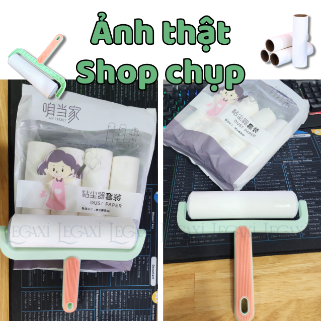 Combo Cây Lăn Bụi Cỡ Lớn 16cm, Kèm 5 Lõi Keo Siêu Dính, Tay Cầm Chắc Chắn, Cây Lăn Lông Mèo, Lông Vật Nuôi, Lăn Bụi Quần Áo, Ga Giường