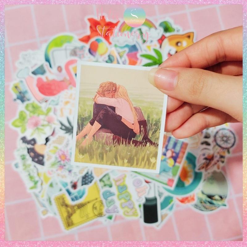 Set 200 STICKER cỡ lớn, nhãn dán cán màng PVC không thấm nước, dán được nhiều lần SK030