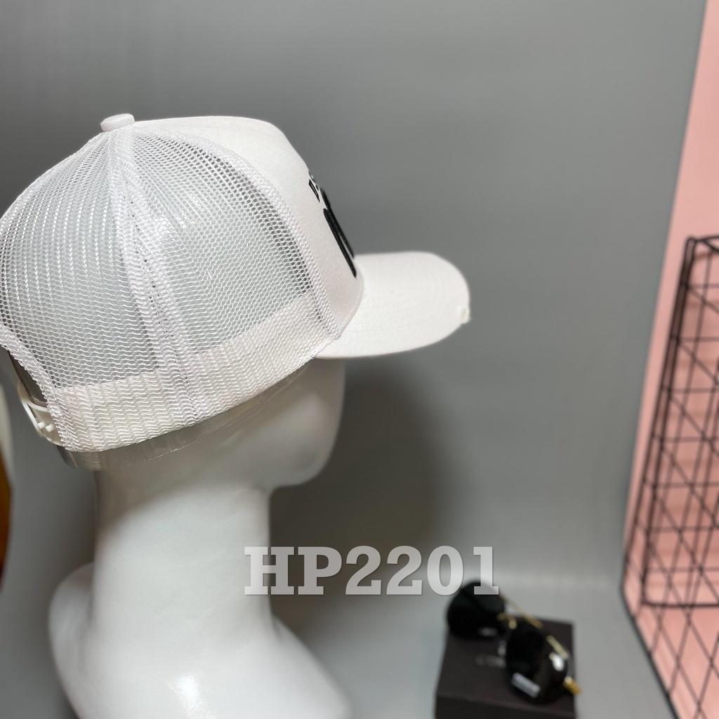 Mũ Lưỡi Trai Cao Cấp DSQ Nam nữ Khóa Gài Form Cứng Phối Lưới Sau Trắng Đen Logo Thêu Nổi Thiết Kế Thời Trang Freesize