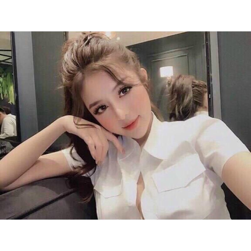 Áo sơ mi Áo cổ trụ tay ngắn có hai nắp túi dễ mặc
