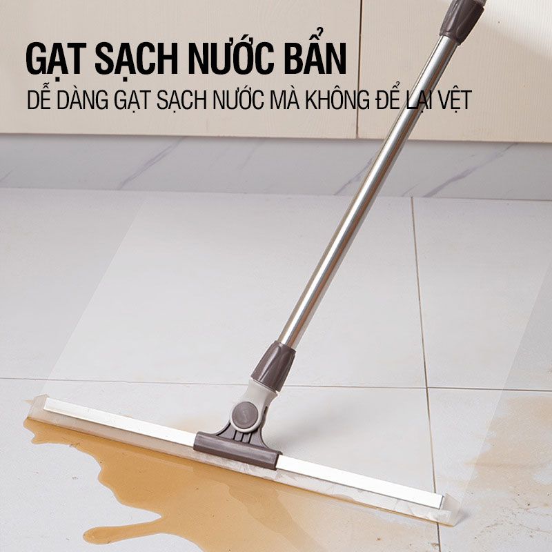 Cây gạt nước sàn nhà Kitimop-G35 có lưỡi silicon gạt nước siêu sạch, cán thép chống gỉ tăng giảm chiều dài từ 85-135cm