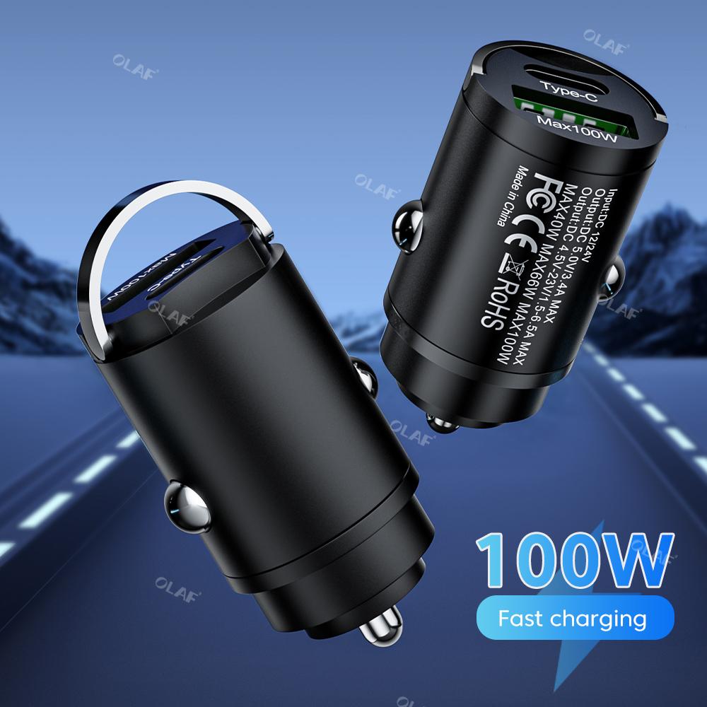 Bộ sạc xe hơi OLAF 100W Bộ sạc USB mini cho điện thoại di động trong bộ chuyển đổi xe hơi vô hình