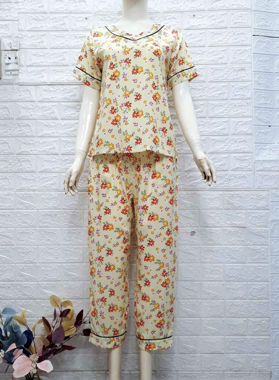 Đồ Bộ Măc Nhà, Đồ Bộ Nữ Tole  2 Da Tay Quần Lỡ  Tay Ngắn Bigsize, Màu Số 5