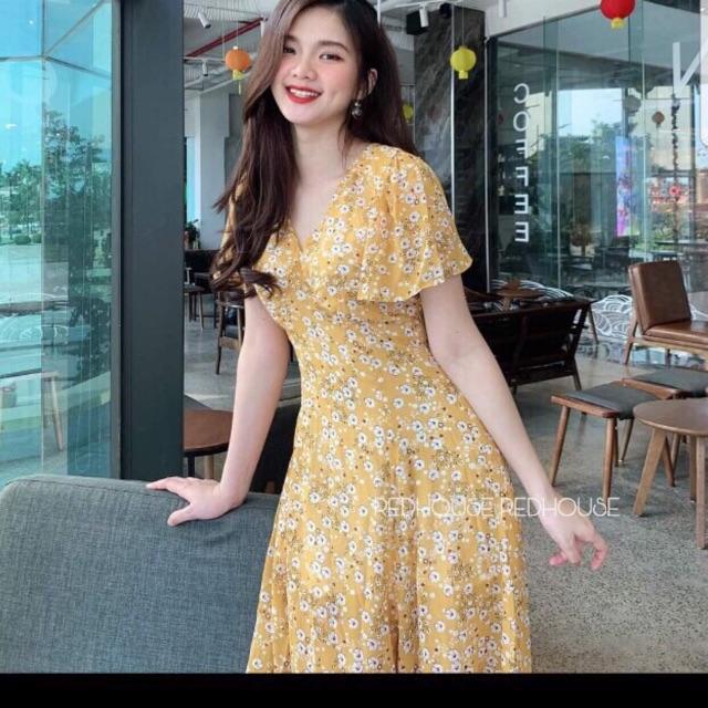 Đầm Xòe Lụa Hoa Nhí Cổ Tim Xẻ Tà Chào Hè 2021