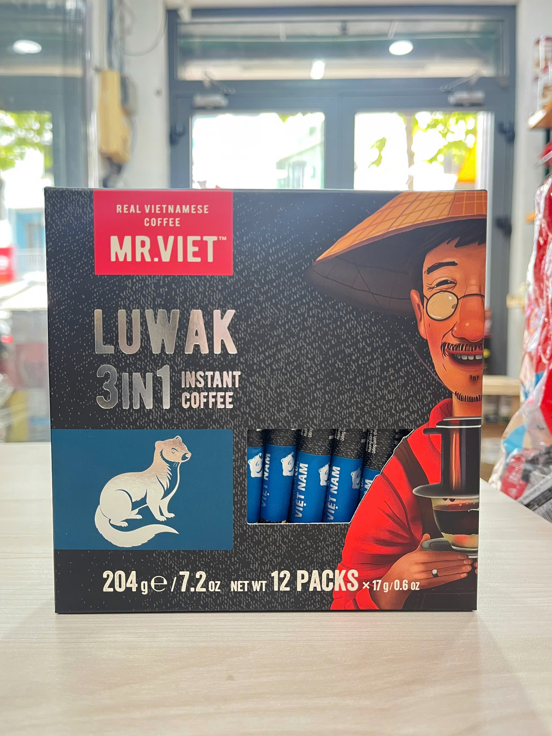Cà phê Chồn Hòa Tan Mr Việt 204g - Mr Viet Luwak Instant Coffee - (12 gói x 17g )