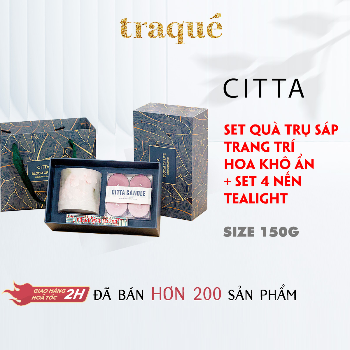 Hình ảnh Set quà tặng nến thơm tealight + cốc trang trí hoa khô ẩn cho không gian lung linh lãng mạn sắc màu