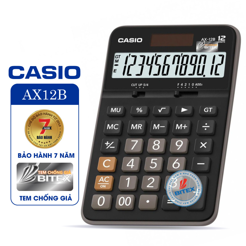 Máy tính Casio AX-12B, Bảo hành 7 năm - Hàng chính hãng Bitex