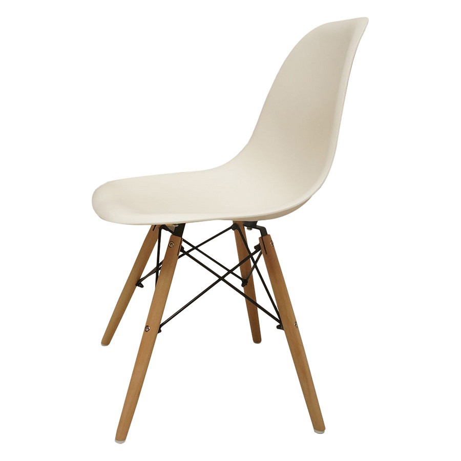 Ghế nhựa Eames chân gỗ  (màu trắng)